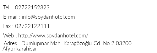 Hotel Soydan telefon numaralar, faks, e-mail, posta adresi ve iletiim bilgileri